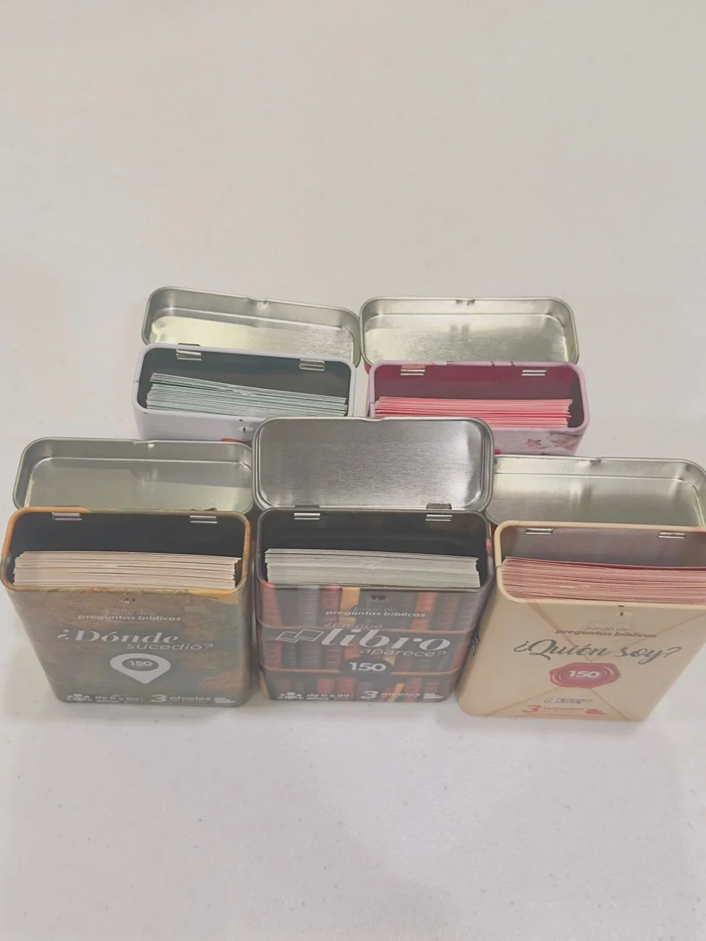 Juego de preguntas bíblicas - Set de 5 Latas Variadas